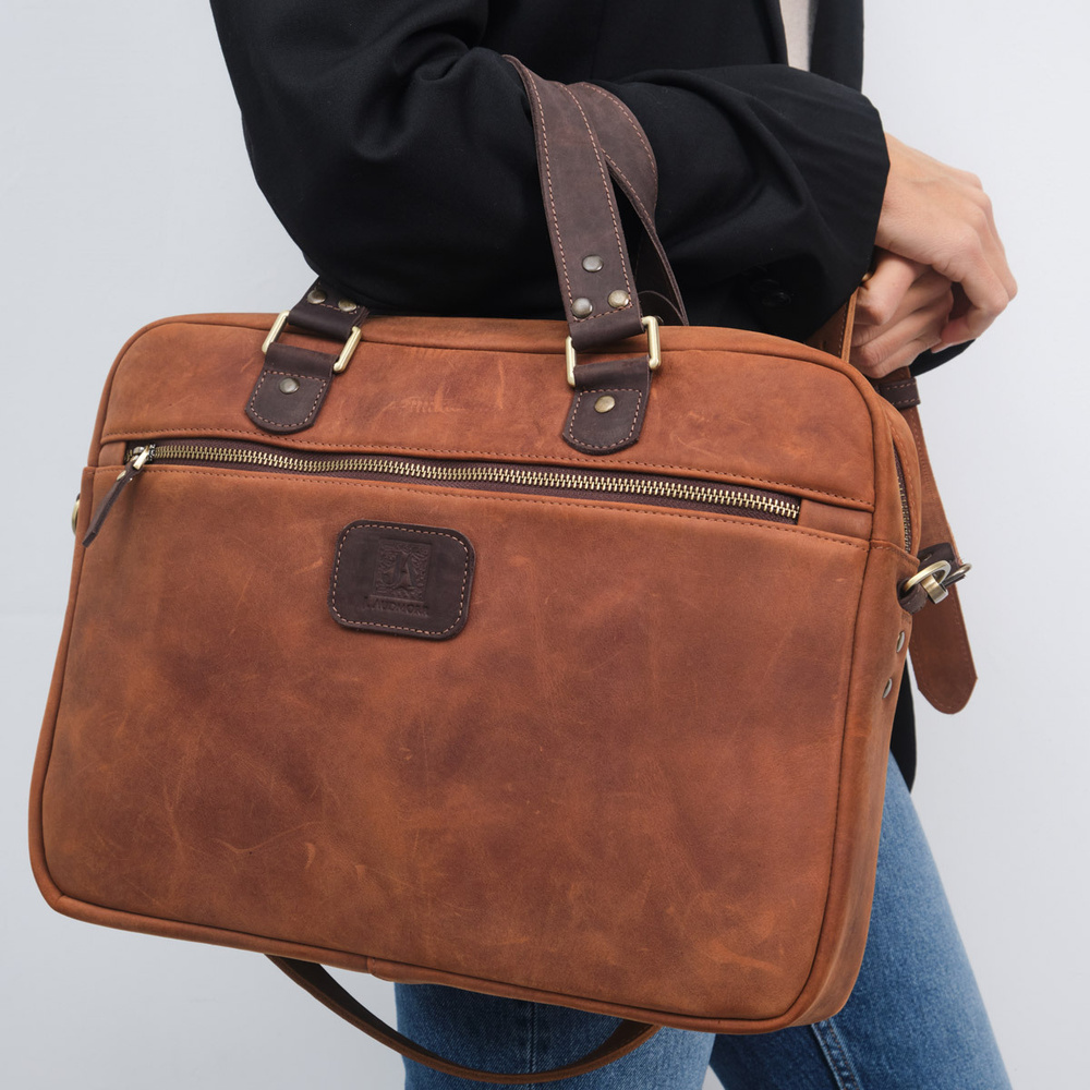 Кожаная сумка-портфель для Macbook 13 Air/Pro J.Audmorr, Cardiff Bag S Sienna, светло-коричневая, натуральная #1
