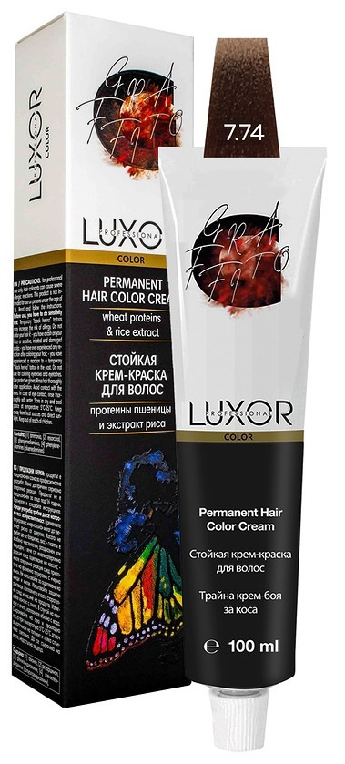 Luxor Professional Color Перманентная крем-краска 7.74 Блондин шоколадный медный, 100 мл  #1