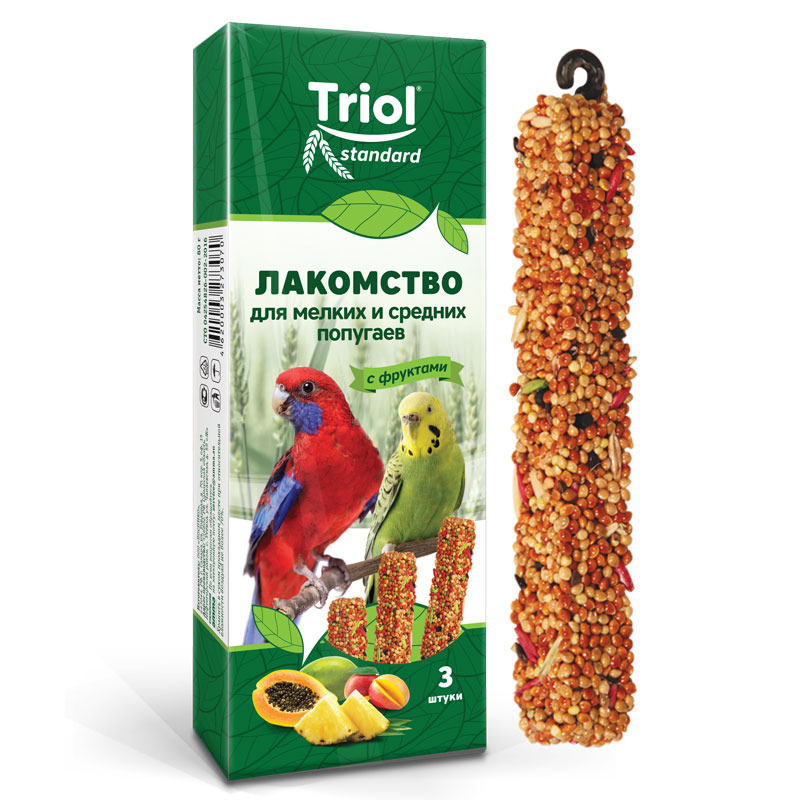 Лакомство для мелких и средних попугаев TRIOL с фруктами, 80г  #1