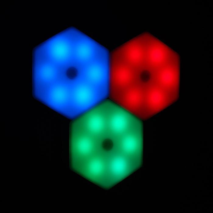 Набор светильник сенсорный "соты с пультом" 3 штуки, 85х75мм, RGB, 3*ААА (не в комплекте)  #1