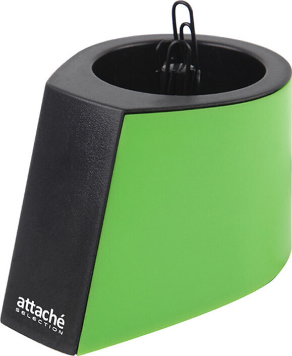 Скрепочница магнитная Attache Selection, вертикальная, трапециевидная, (черный/зеленый)  #1