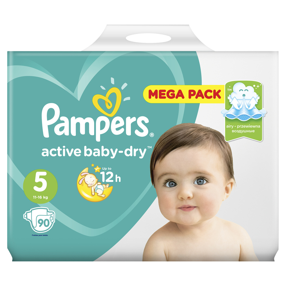 Подгузники Pampers Active Baby-Dry для малышей 11-16 кг, 5 размер, 90 шт  #1
