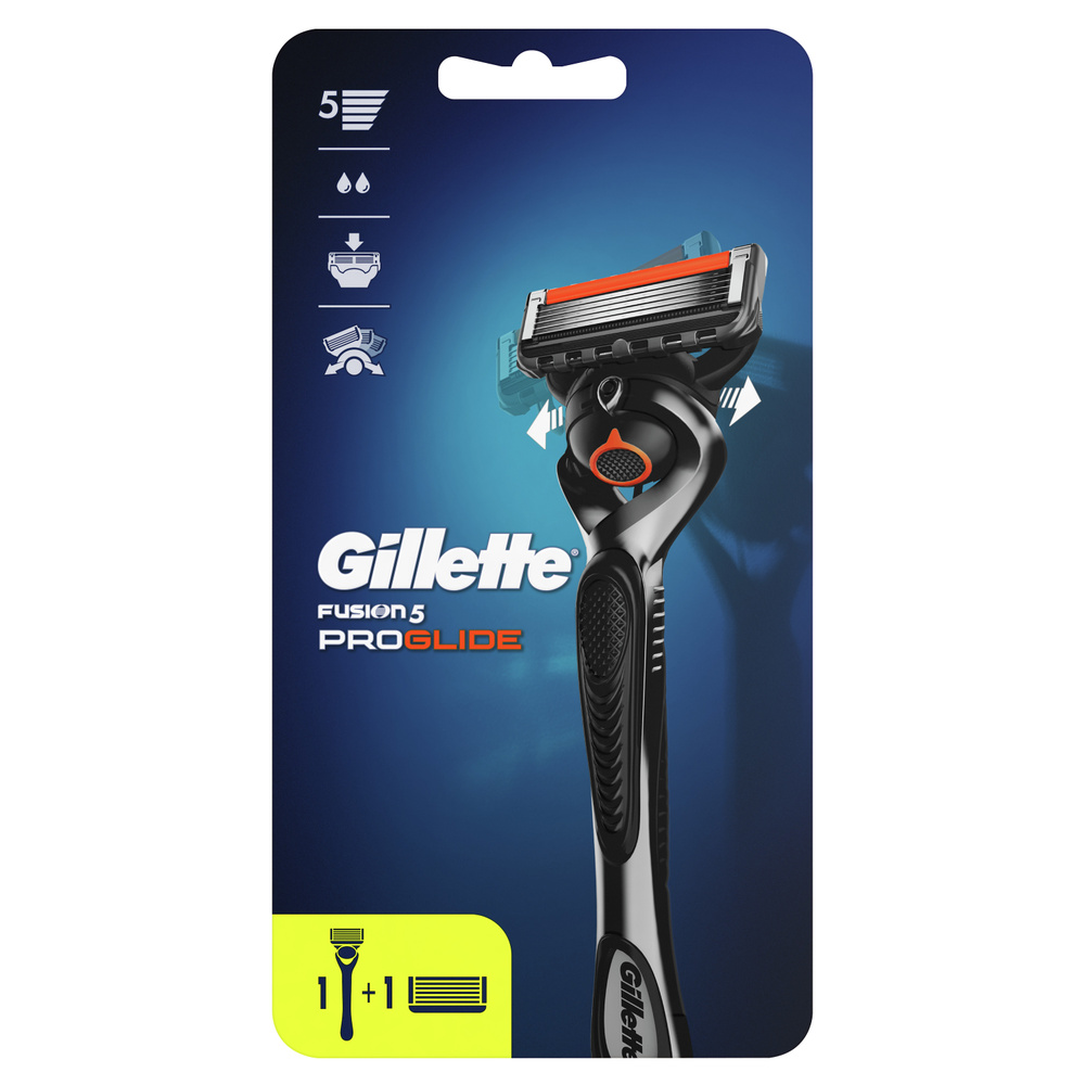 Gillette Fusion5 ProGlide Мужская Бритва , 2 кассеты, с 5 лезвиями с углеродным покрытием, с технологией #1