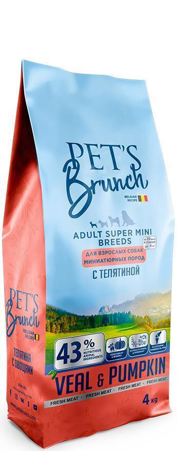 Корм сухой для взрослых собак миниатюрных пород PET'S BRUNCH ADULT SUPER MINI BREEDS с ТЕЛЯТИНОЙ 4кг #1