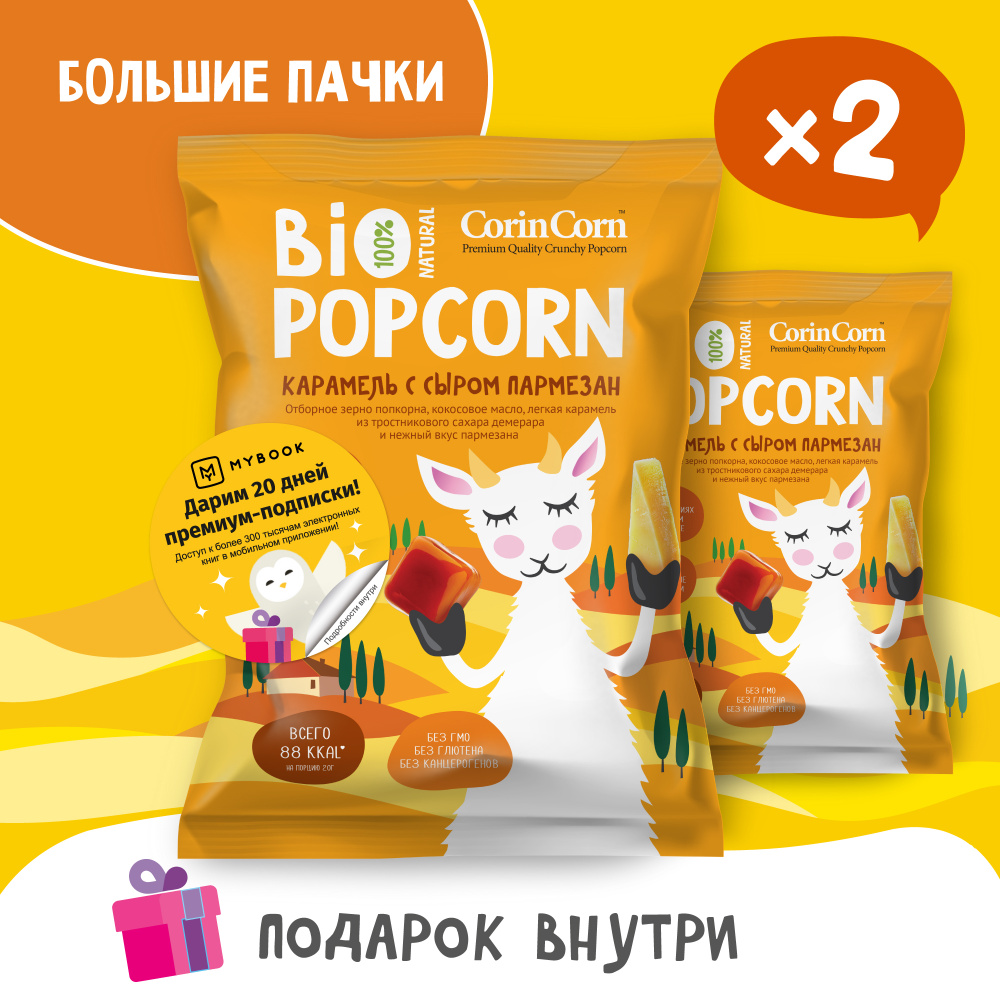 Попкорн солёный карамель с сыром пармезан 2 пачки х 80 г Bio POPCORN CorinCorn  #1