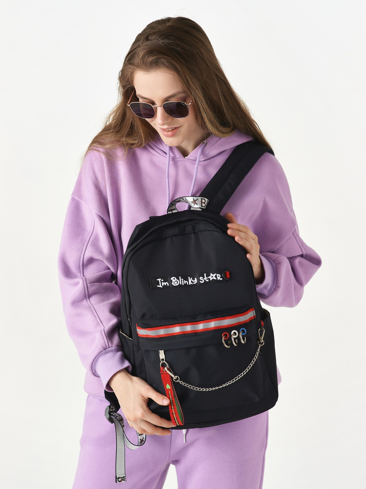 Рюкзак стильный молодежный модный крутой с цепочкой и кольцами школьный городской хит  #1