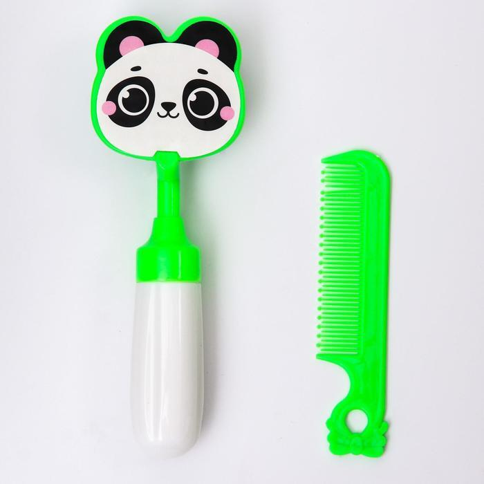Набор расчесок Крошка Я "Панда", 2 предмета, расческа с зубчиками, щетка  #1