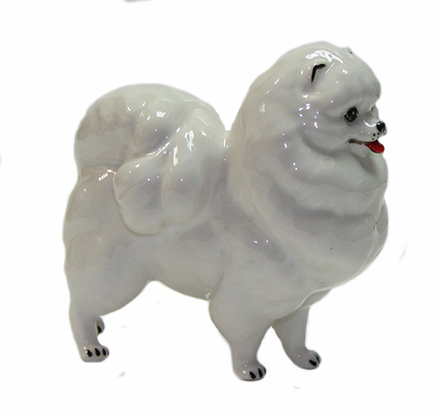 Шпиц окрас белый фарфоровая статуэтка собаки #1