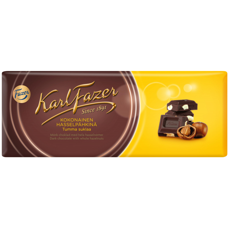 Шоколад Karl Fazer темный шоколад с цельным фундуком, 200г #1