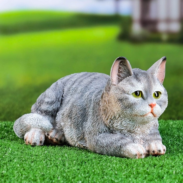 Фигура садовая "Кот" серый, 25x12x9см #1