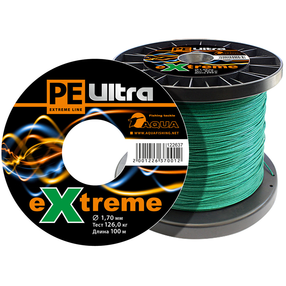 Плетеный шнур для рыбалки AQUA PE ULTRA EXTREME 1,70mm (цвет зеленый) 100m  #1