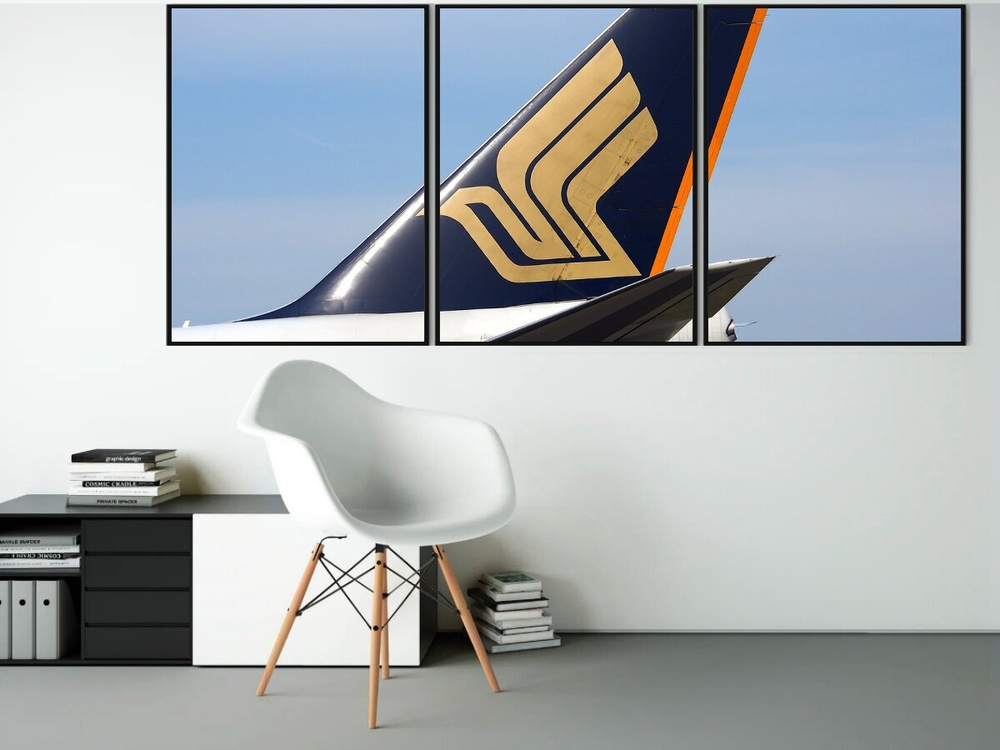 Printstar Постер "boeing , гигантский реактивный самолет, сингапурские авиалинии", 90 см х 70 см  #1