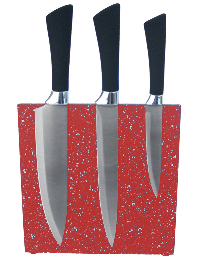 Магнитная блок-подставка для ножей, 22х22 см (красный) #1