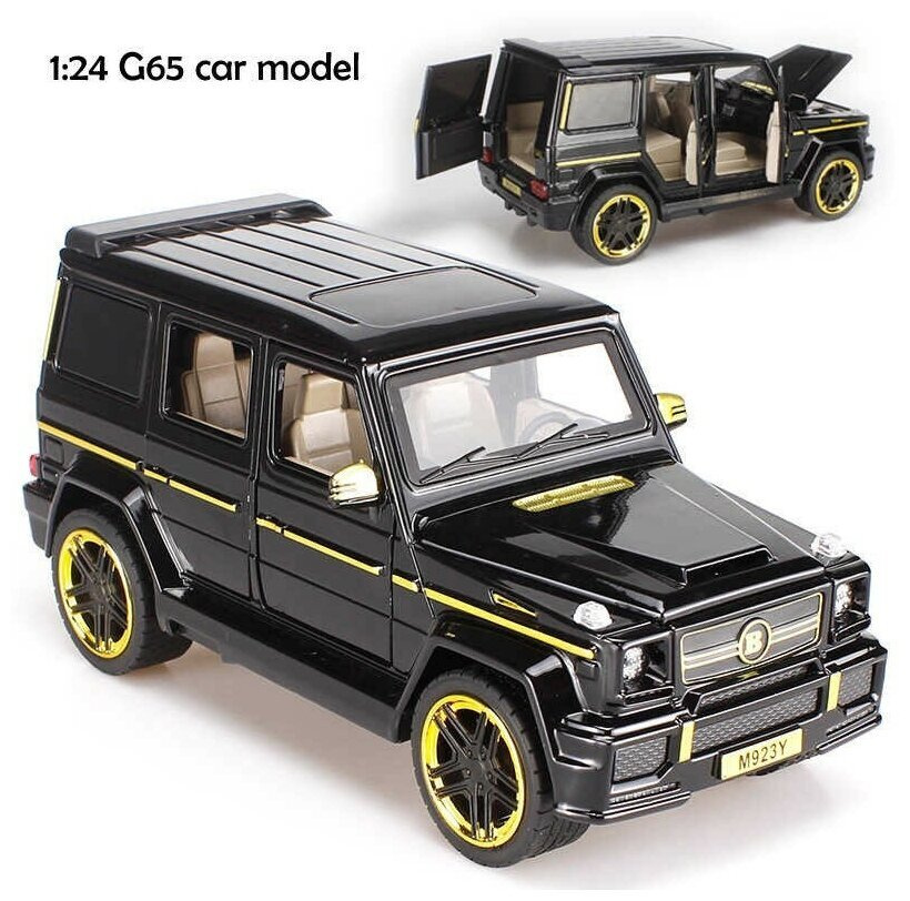 Модель автомобиля Mercedes-Benz Gelandewagen G65 BRABUS в масштабе 1:24 черный (металл,свет,звук)  #1