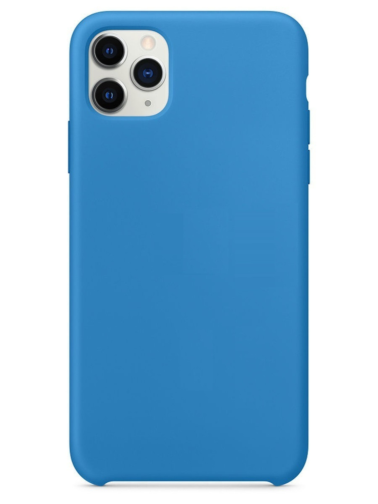 Чехол силиконовый для Apple iPhone 11 Pro Max ярко-голубой, чехол на 11 про макс ярко-голубой(с мягкой #1