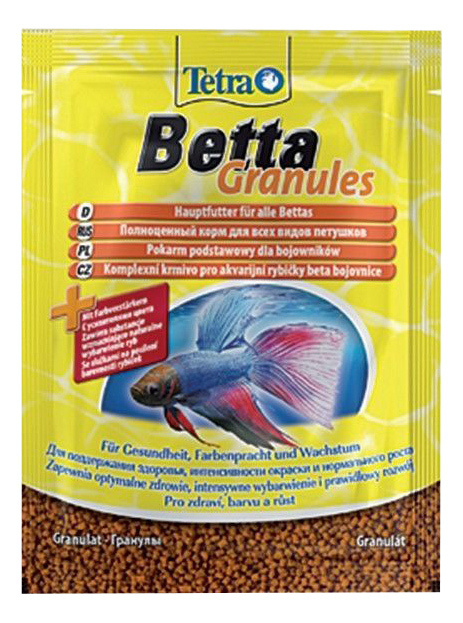 Tetra Betta Granules 5г (пакетик)- корм для петушков и лабиринтовых рыб в гранулах  #1