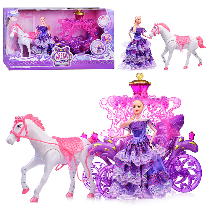 Карета для куклы 804A с лошадью и куклой, в коробке. Товар уцененный  #1