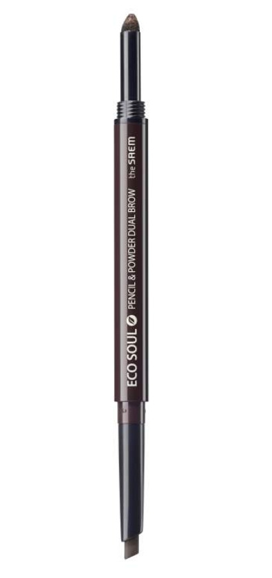 The Saem, Карандаш для бровей (карандаш-пудра) Eco Soul Pencil & Powder Dual Brow 02.Deep Brown 0,5гр*0,3гр #1