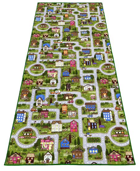 Коврик для детской НЕВА-ТАФТ Carpet World "Дороги" , зелёный , разноцветный , микрофибра , гипоаллергенный #1