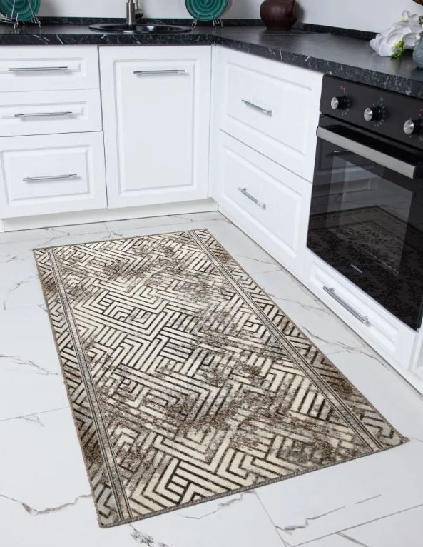 Витебские ковры Ковер Labirint p2255 в скандинавском стиле, коричневый и бежевый оттенки, паласная дорожка #1