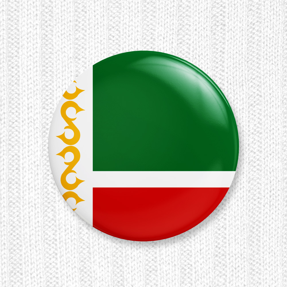 Значок круглый 36 мм "Флаг Чеченской Республики" #1