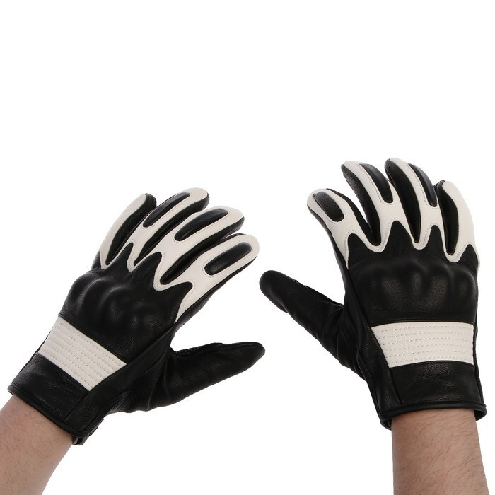 Перчатки мотоциклетные с защитными вставками, кожаные, размер L, черно-белый  #1