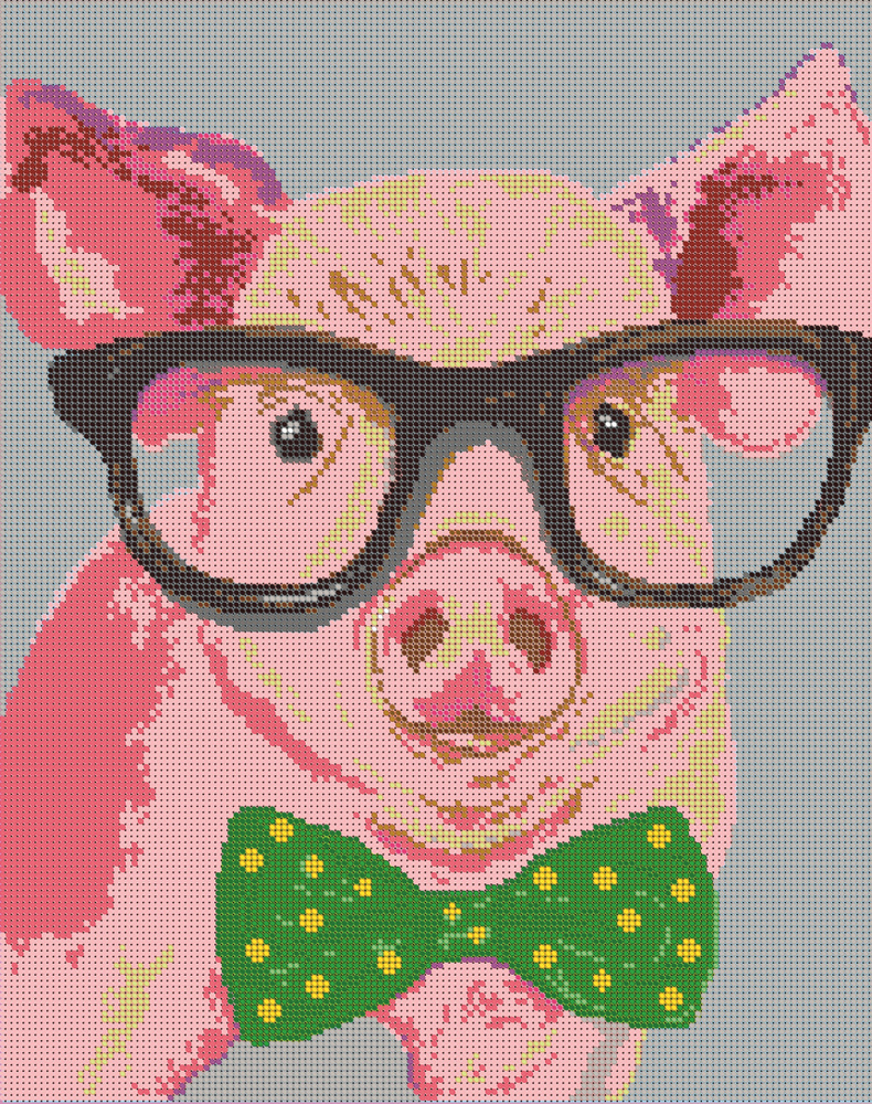 Набор для вышивания бисером (Тайвань) Вышивочка, картина "Деловой свин" 38*30 см  #1