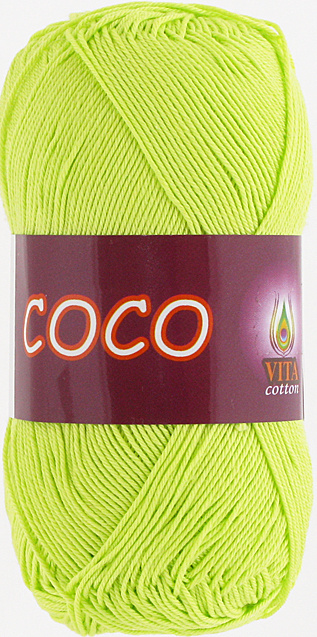 Пряжа Коко Вита Коттон (Coco Vita Cotton), цвет: 4309 Салатовый, 1 моток 50 гр., состав: 100% мерсеризованный #1