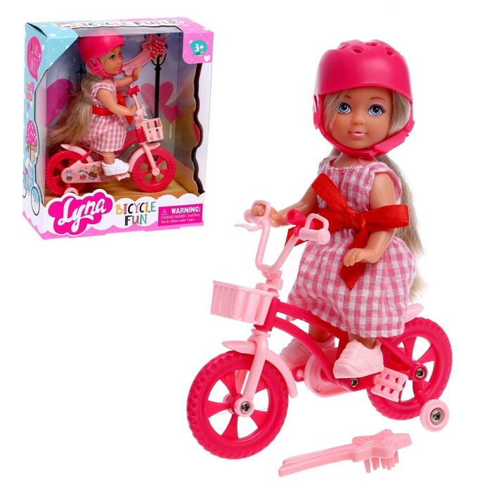 Кукла малышка Lyna на велопрогулке с велосипедом и аксессуарами, разноцветный выбор  #1