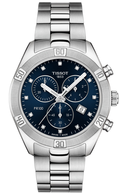 Швейцарские кварцевые наручные женские часы Tissot PR 100 Sport Chic Chronograph T101.917.11.046.00 на #1