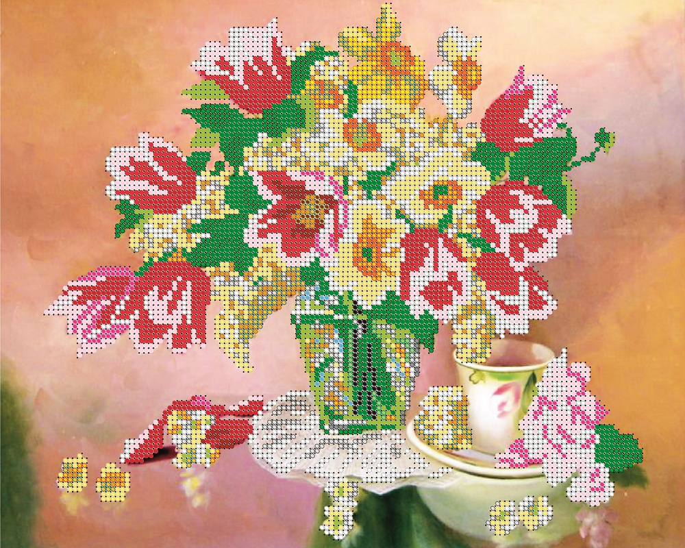 Набор для вышивания бисером Тайвань, Светлица картина Весеннее настроение 30х24 см, подарок для творчества, #1