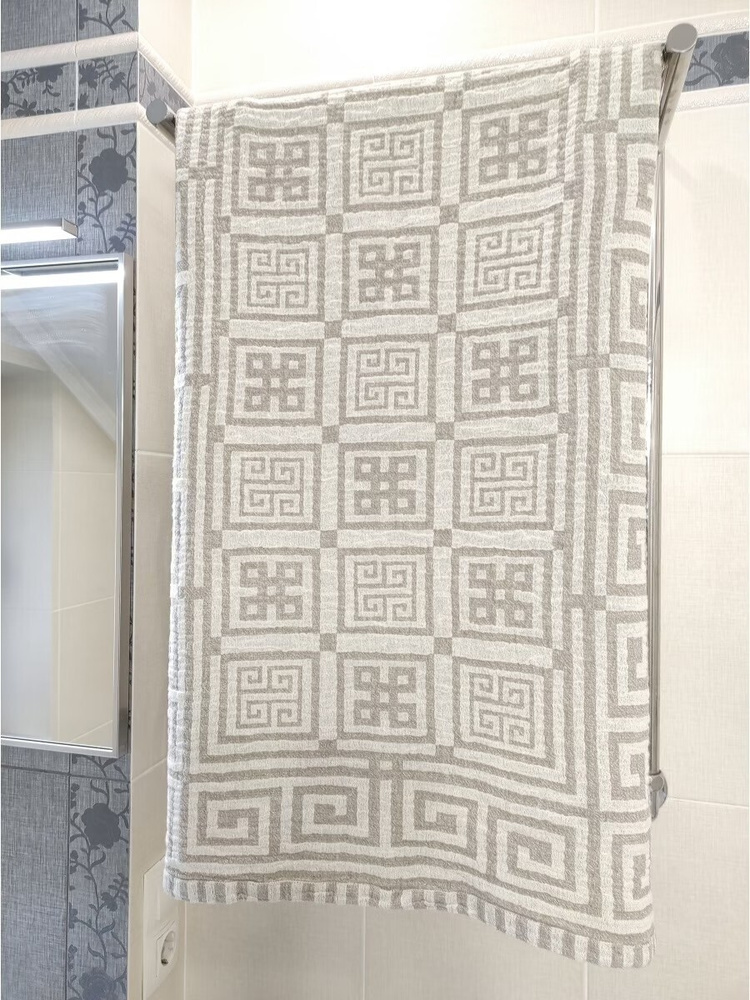 Белорусский лен Полотенце для ванной, Лен, Хлопок, 60x120 см, светло-серый, 1 шт.  #1