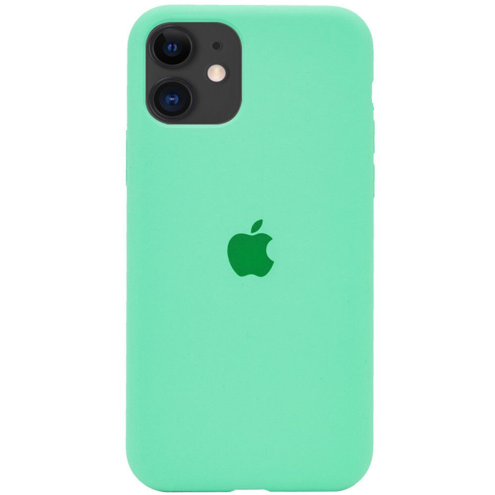 Силиконовый чехол для смартфона Silicone Case на iPhone 12 / Айфон 12 с логотипом, мятный  #1
