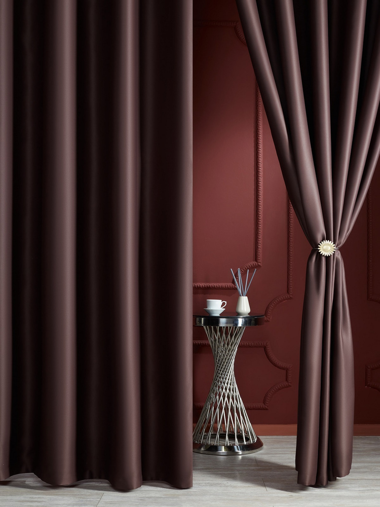 Айвори Комплект штор Блэкаут-Жасмин 270х300см, темно-коричневый  #1