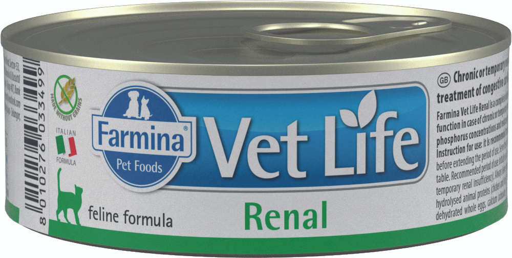 Корм Farmina Vet Life Renal (паштет) для кошек, поддержание функций почек, 85 г x 12 шт  #1