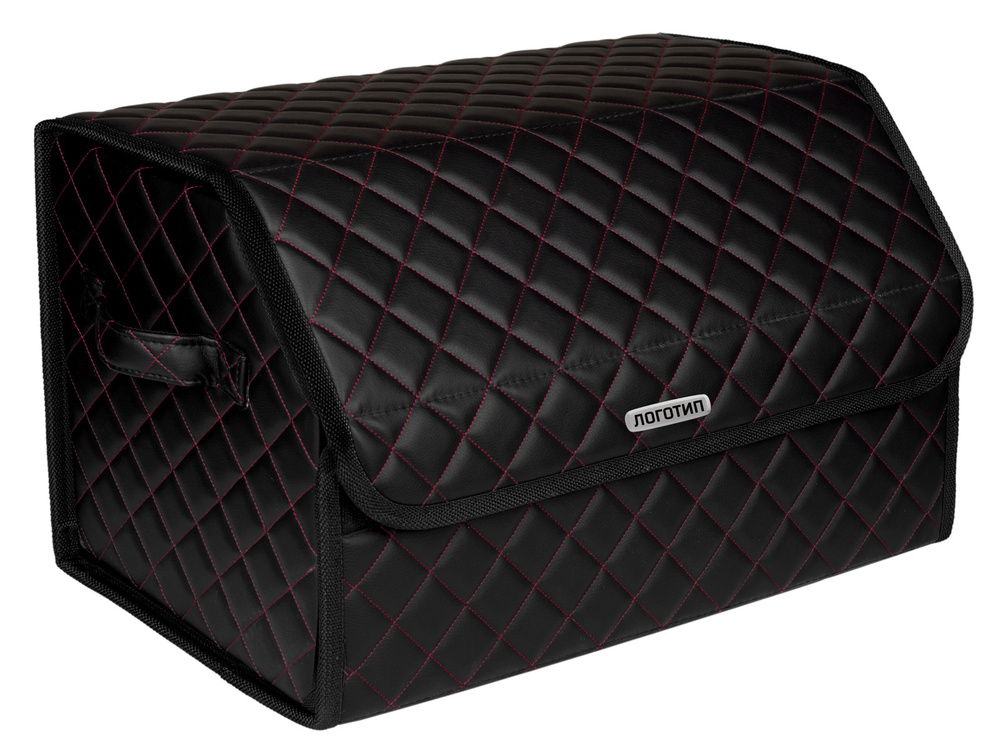 Сумка органайзер в багажник черная с красной нитью ViceCar с логотипом INFINITI (черный кант)  #1