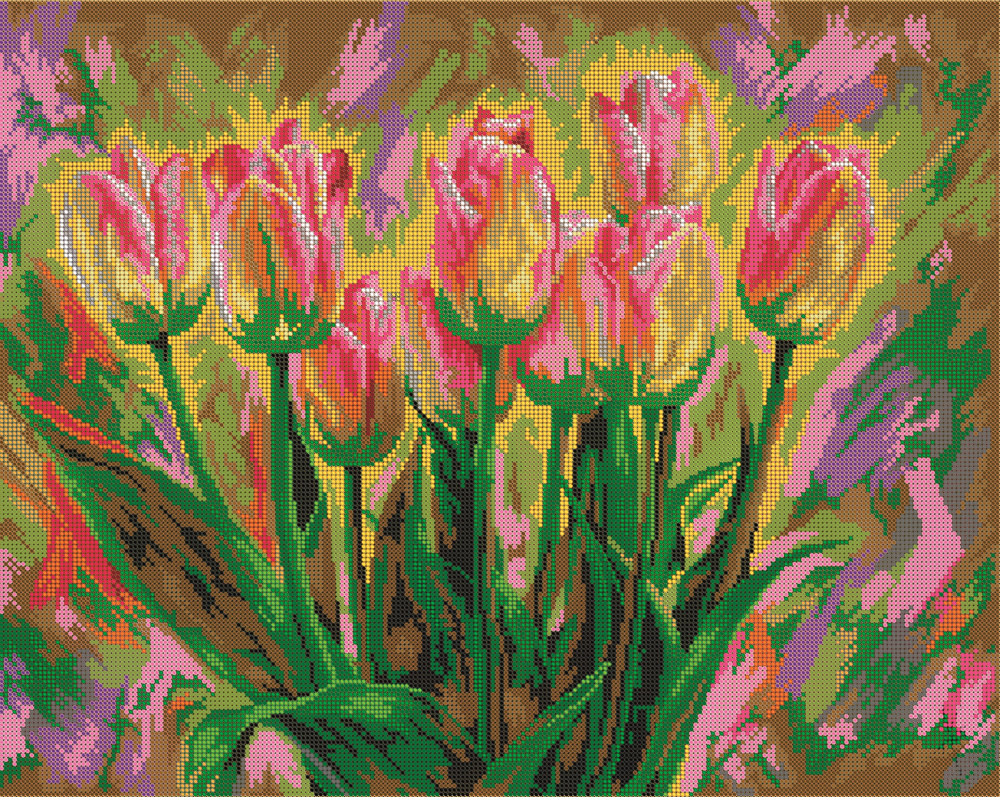 Набор для вышивания "Вышивочка" чешский бисер, картина "Нежные тюльпаны", 48х38  #1