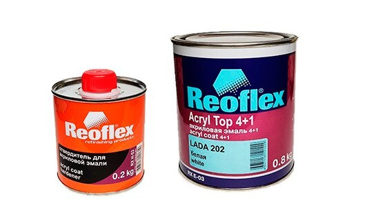 Акриловая эмаль Reoflex RX E-03 Цвет: Белый (Lada 202) 0,8л+ Отвердитель для акриловой эмали Reoflex #1