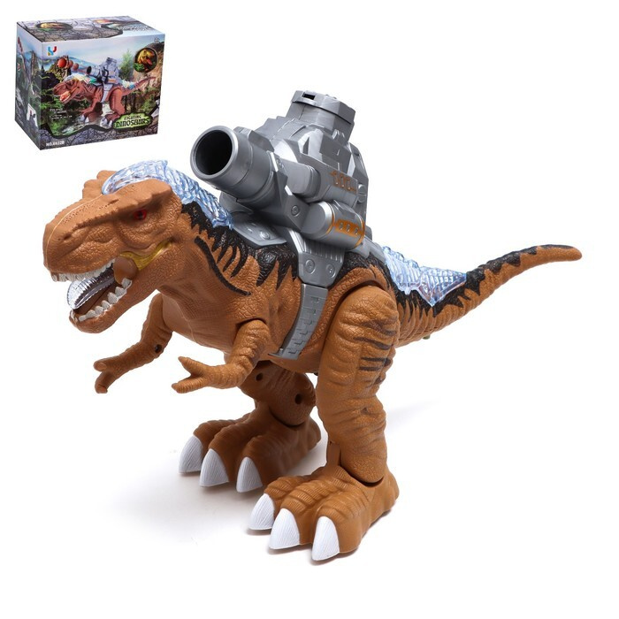 Динозавр Рекс, стреляет шарами, работает от батареек, свет и звук, цвет коричневый  #1