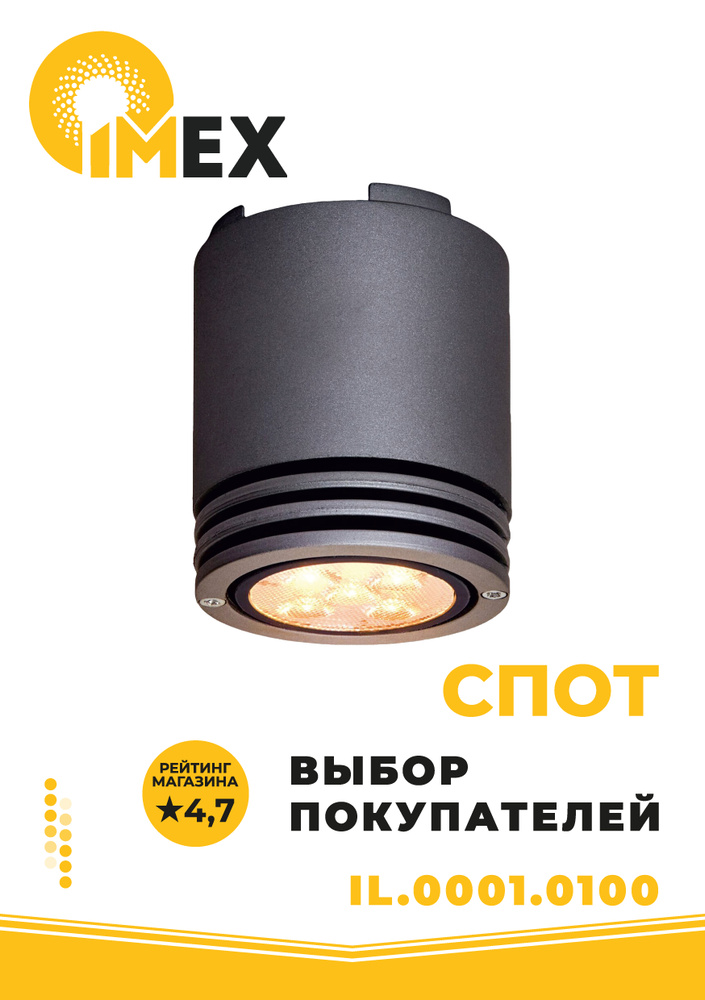 Светильник потолочный накладной IMEX, IL.0001.0100, серый #1