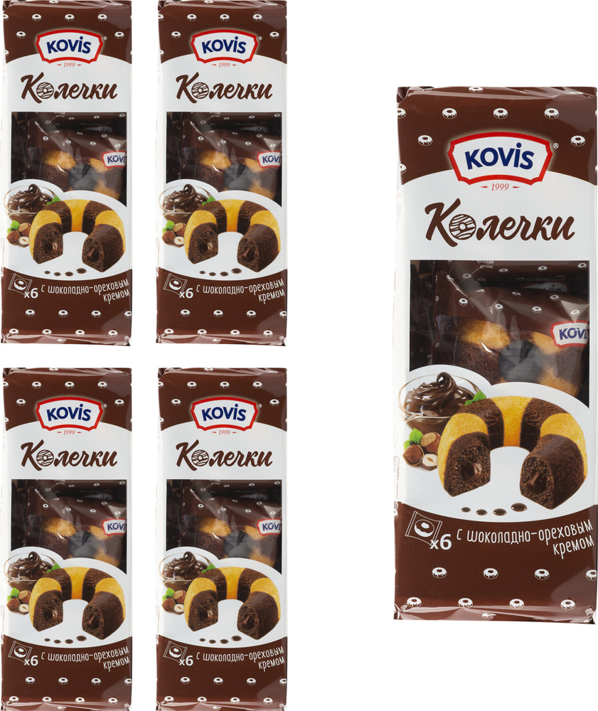 Пирожные бисквитные Kovis Колечки с шоколадно-ореховым кремом 240г (комплект из 4 шт)  #1