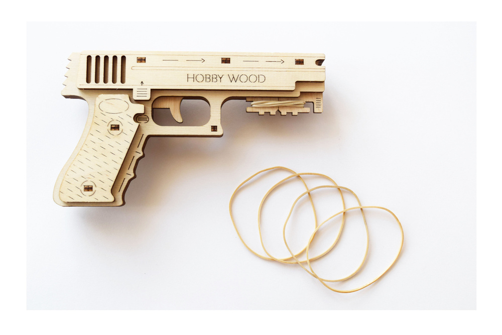 HobbyWood, конструктор деревянный Резинкострел Рекс / сборный пистолет / игрушечное оружие  #1