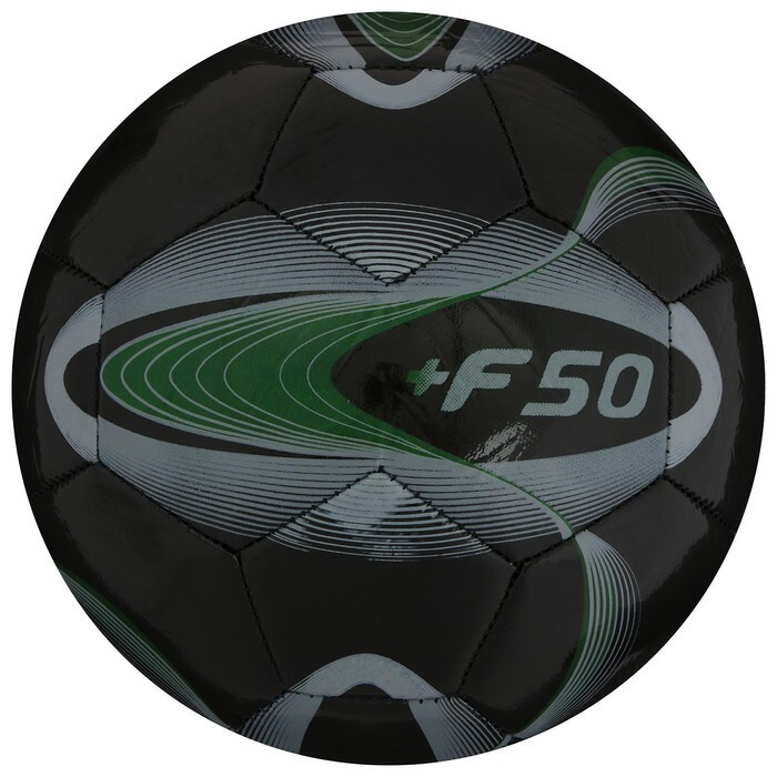Мяч футбольный +F50, ПВХ, ручная сшивка, расцветка черно-зеленый, 32 панели, размер 5  #1