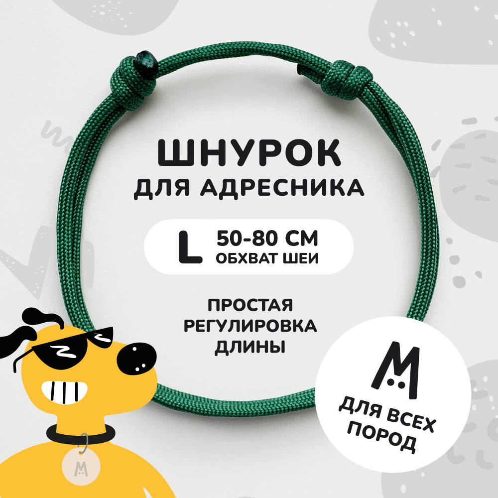 Шнурок для адресника для собак и кошек Anymeow / L (50-80 см) / зеленый  #1