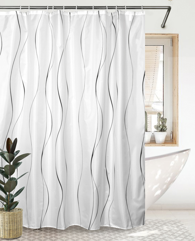 Штора для ванной комнаты BATH PLUS 180*180 Waves on white #1