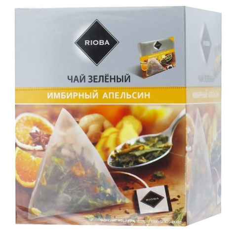Чай зелёный RIOBA Имбирный апельсин в пакетиках, 20 шт. по 2 г.  #1