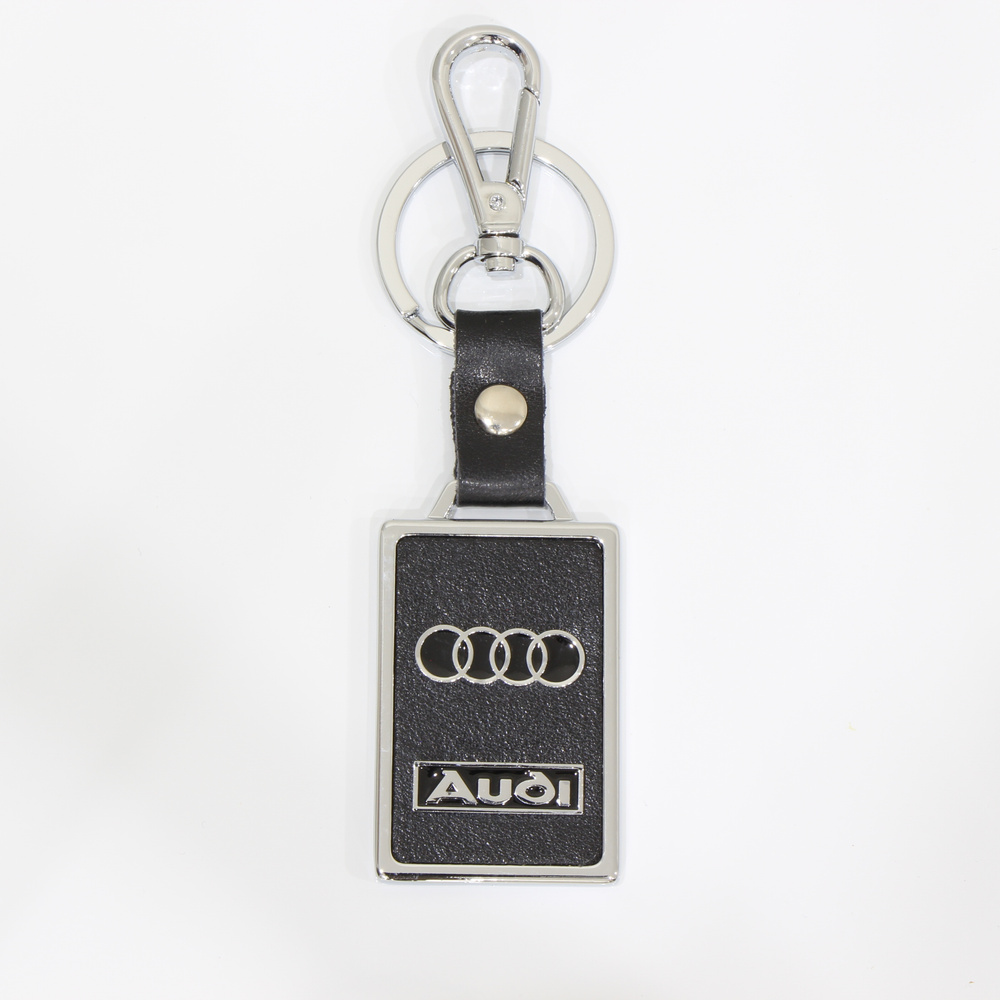 Брелок для ключей автомобиля Audi / Ауди / металл , хром, эко кожа .  #1