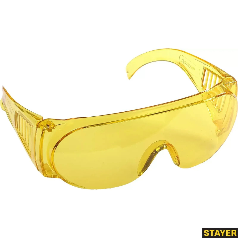 Комплект 5 шт, Защитные жёлтые очки STAYER MX-3 монолинза с дополнительной боковой защитой и вентиляцией, #1