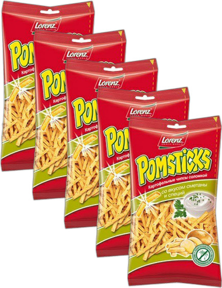 Чипсы картофельные Lorenz Pomsticks сметана и специи 100 г в упаковке, комплект: 5 упаковок  #1