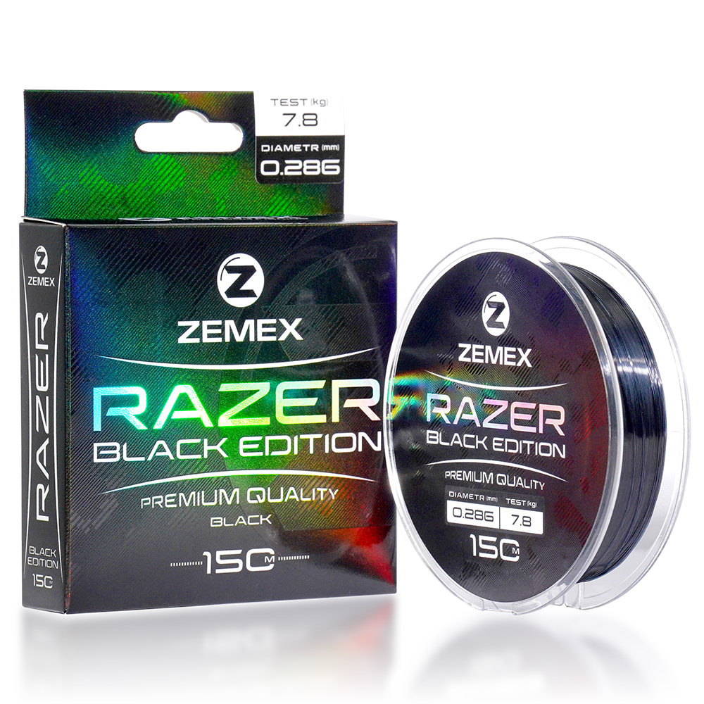 Монофильная, фидерная леска для рыбалки ZEMEX RAZER BLACK EDITION 150 m, d 0.234 mm, 5.2 kg  #1